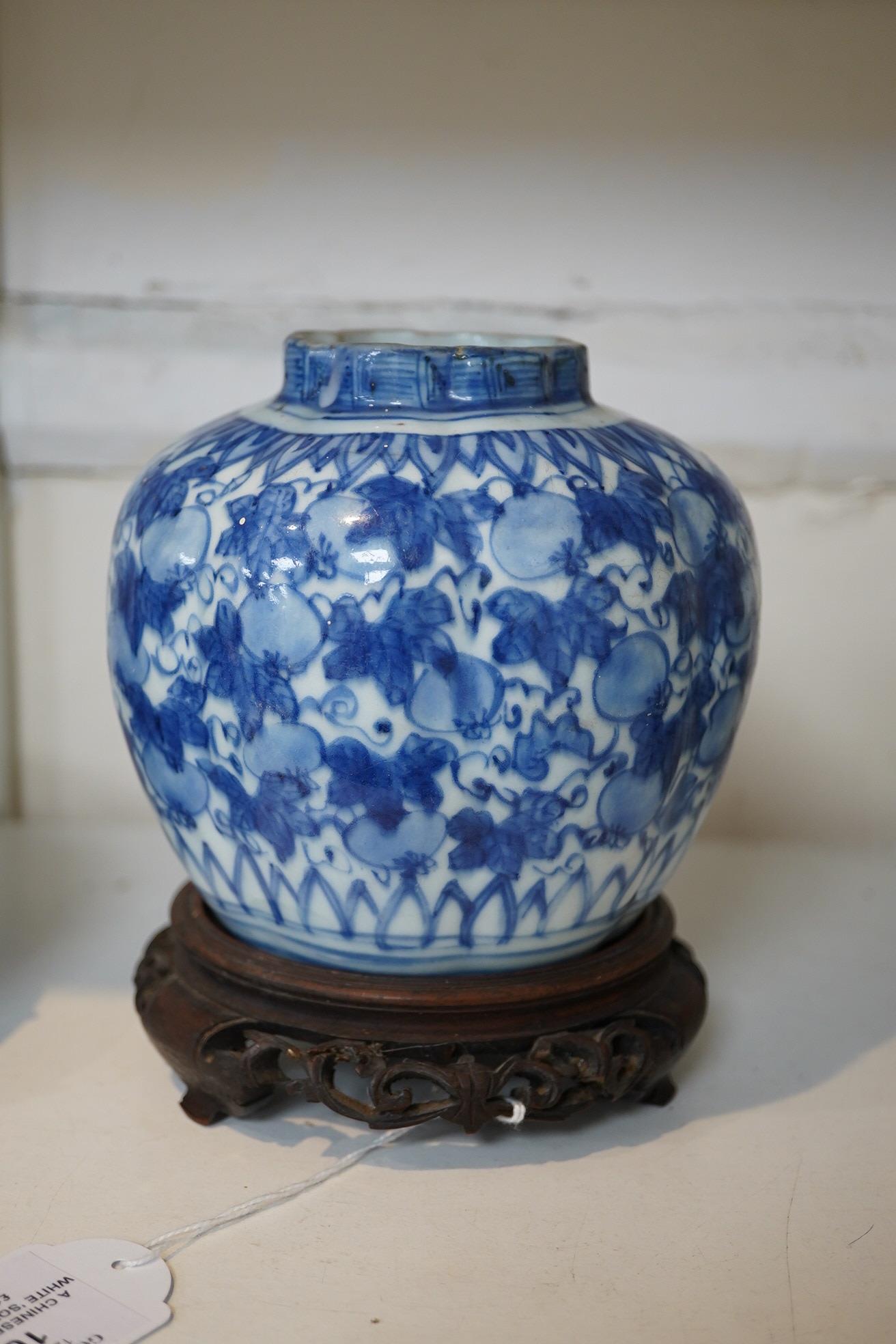 A Chinese blue and white ‘squirrel and vine’ melon-shaped jar, Wanli period (1572-1620)